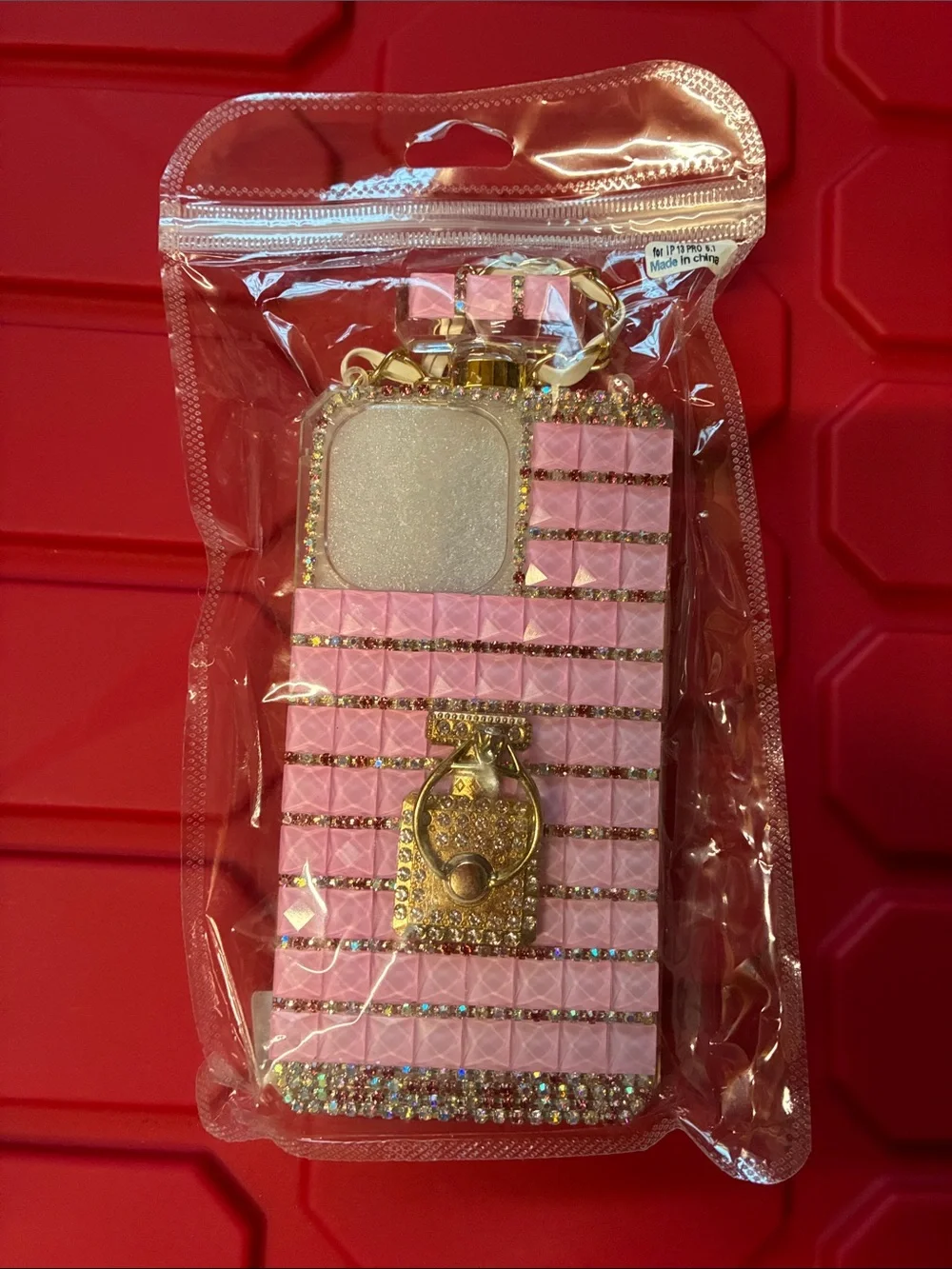 Source Unknown Pink Crystal Phone Case with Gold Ring Holder